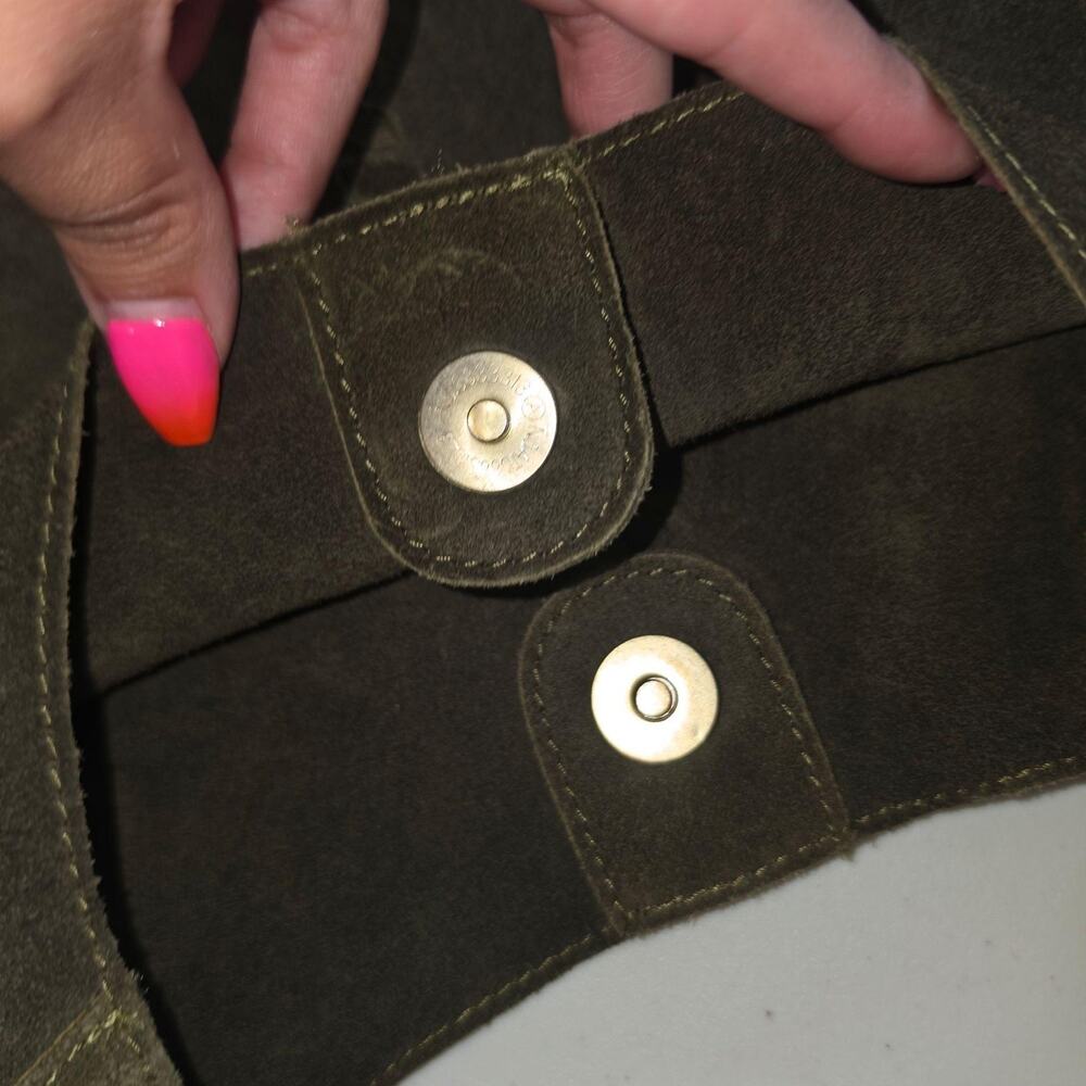 Green Suede Hobo Bag Womens Large Leather Shoulder Purse Magnetic Pouch Boho - Picture 7 of 13